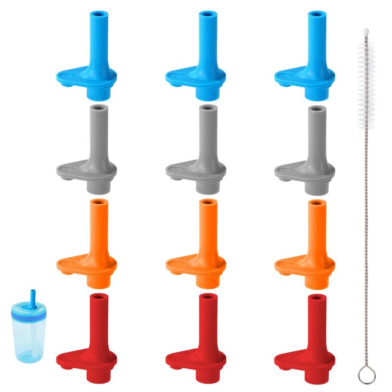 Goktvai 12pcs Replacement Bite Valve for Zak, Silicone Mouthpiece with Cleaning Brush Leak-Proof & Reusable Straw Cup Accessories for Zak Designs Kelso 15oz, No BPA (Blue, Gray, Orange, Red)