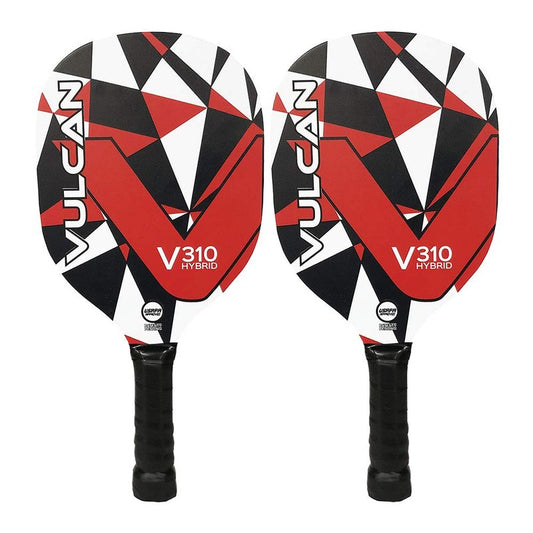 Vulcan | V310 Pickleball Paddle | Hybrid Performance | Wood Composite Core | USAP Approved | Rogue Red Geo - 2 Pack