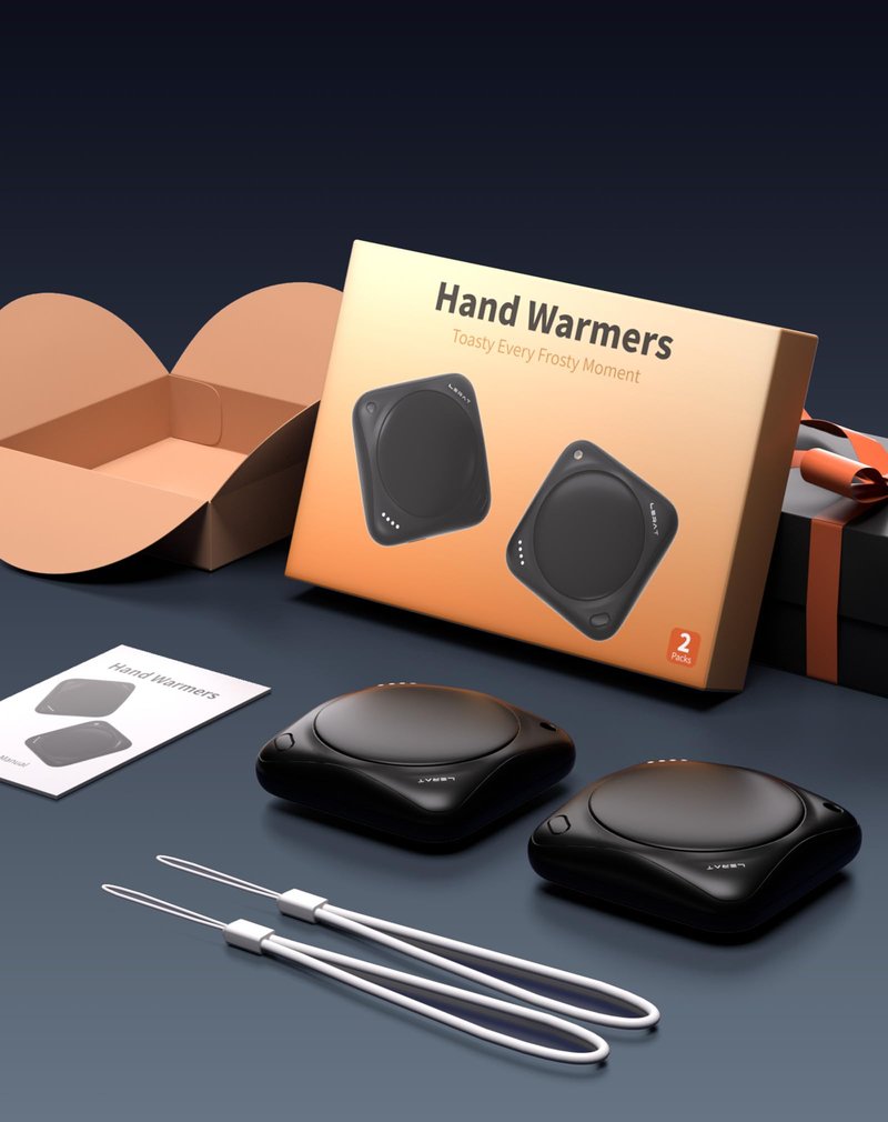 Lerat Hand Warmers Rechargeable, 2 Pack Electric Hand Warmers, Reusable Portable Pocket Handwarmers, USB Rechargeable, Gifts for Men & Women, Indoor Outdoor Use, Hiking, Skiing, Camping, Huntingk