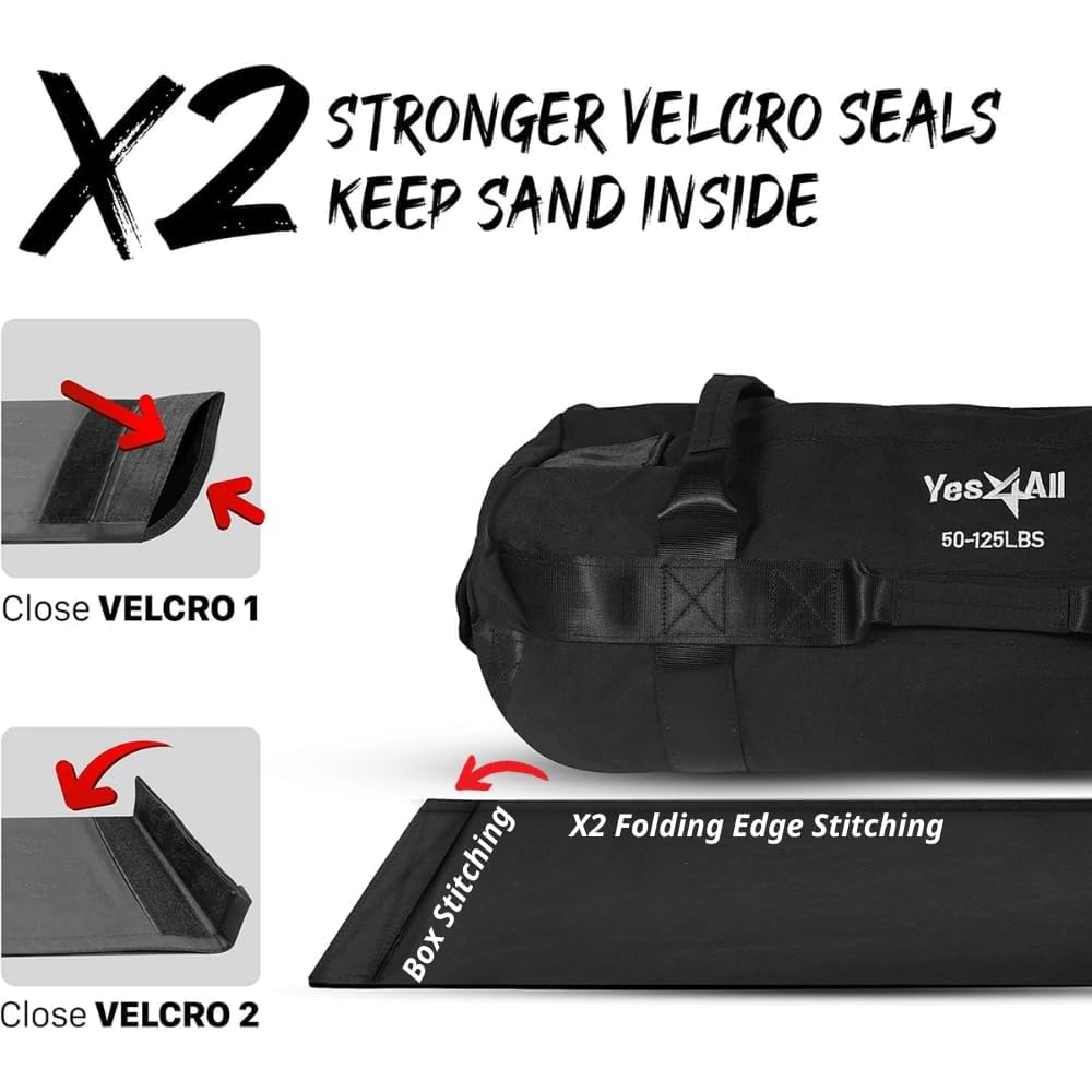 Yes4All Ultimate Sandbags for Working Out - Black L + New Epp Wave Foam Roller Black 300g (Bonus Present)