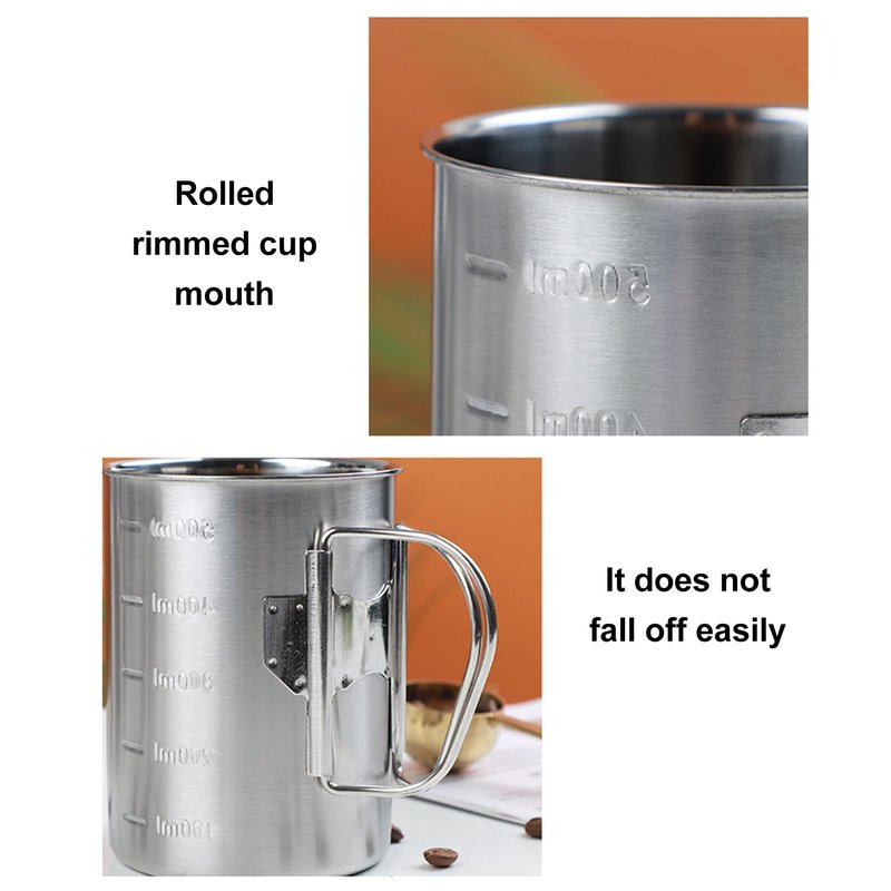 Tomotato Stainless Steel Camping Cup with Foldable Handle, 12oz Lightweight Single Wall Backpacking Cup with Lid, Portable Mug for Outdoor Cooking, Hiking, Travel, Fishing (350ml)