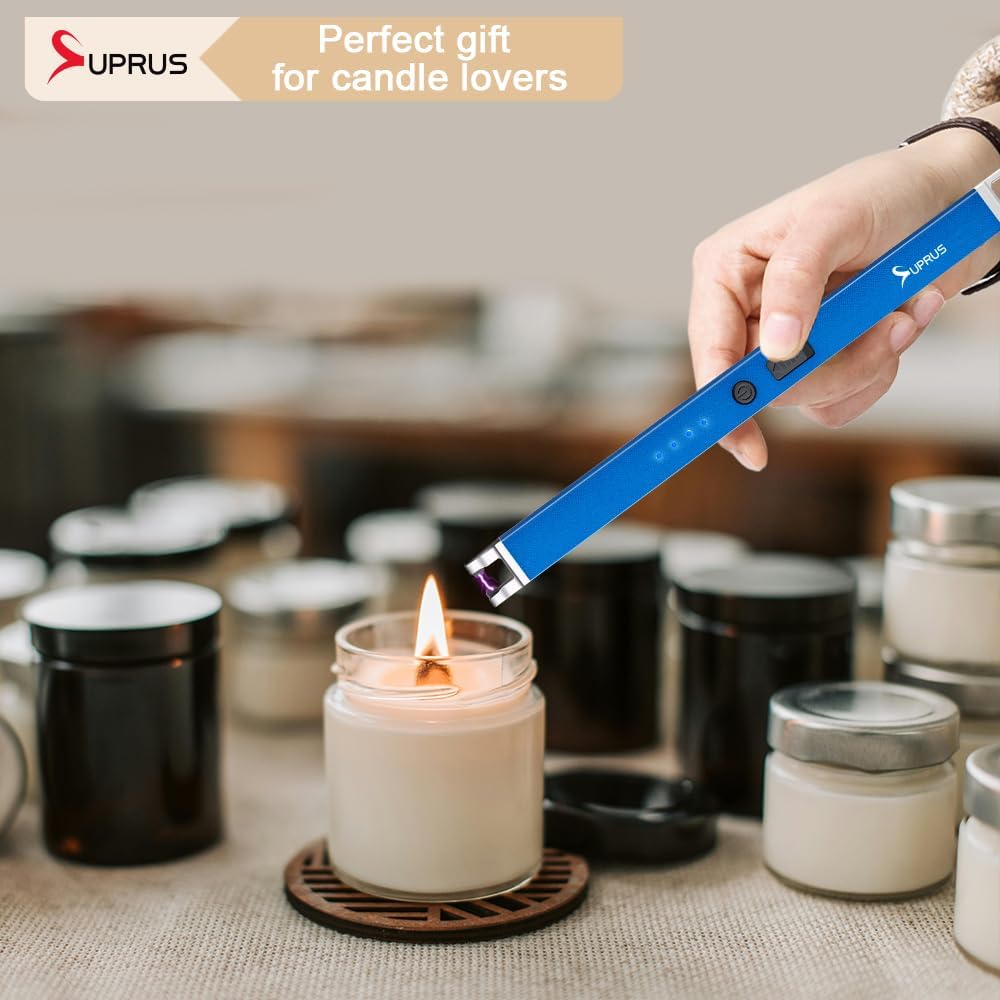 Flameless Electric Arc USB Lighter - Windproof Rechargeable with Safety Lock | Blue, 3-Pack