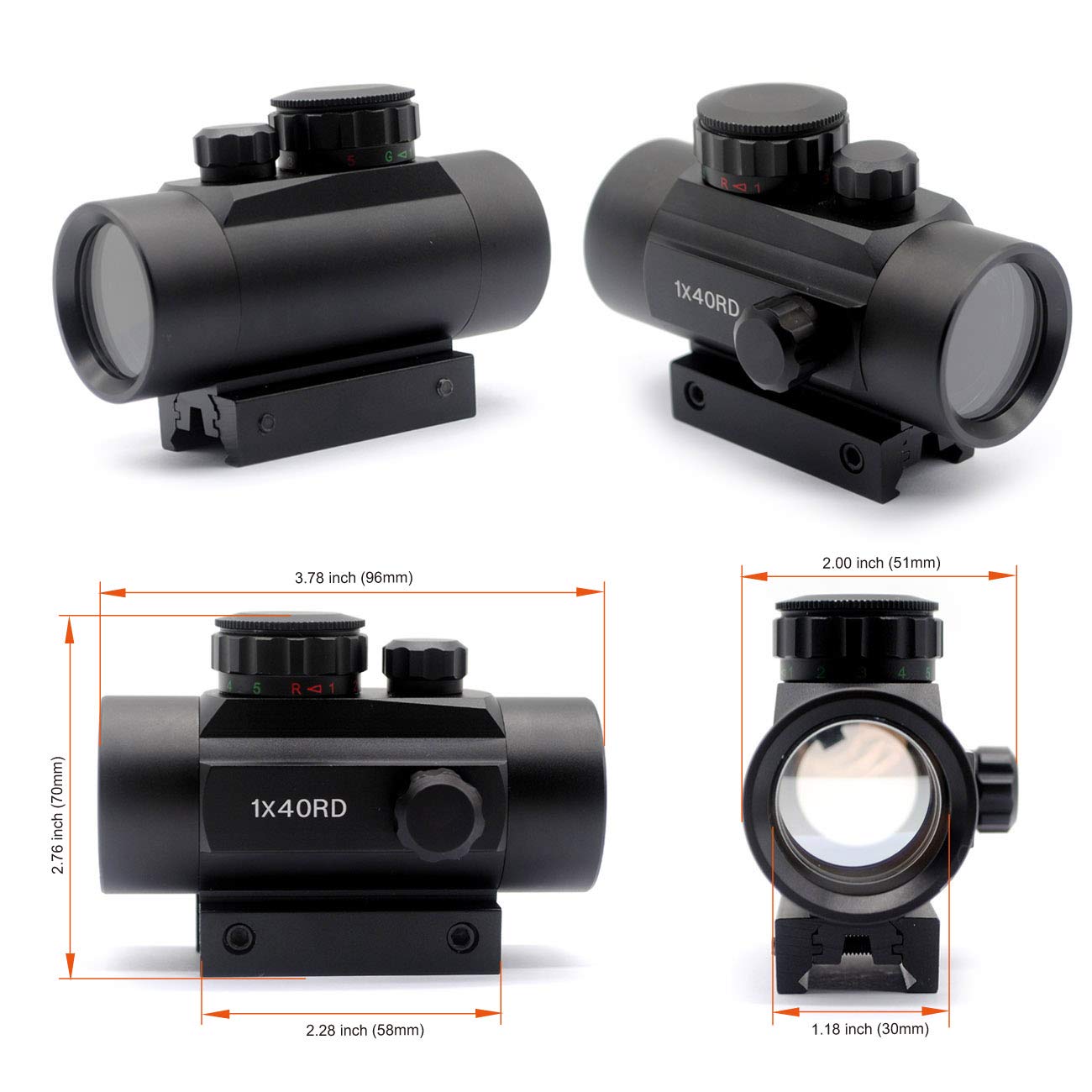 GOODTAC Red Green Dot Tactical Reflex Sight 1x40 5 MOA with 20mm Picatinny Mount Rail