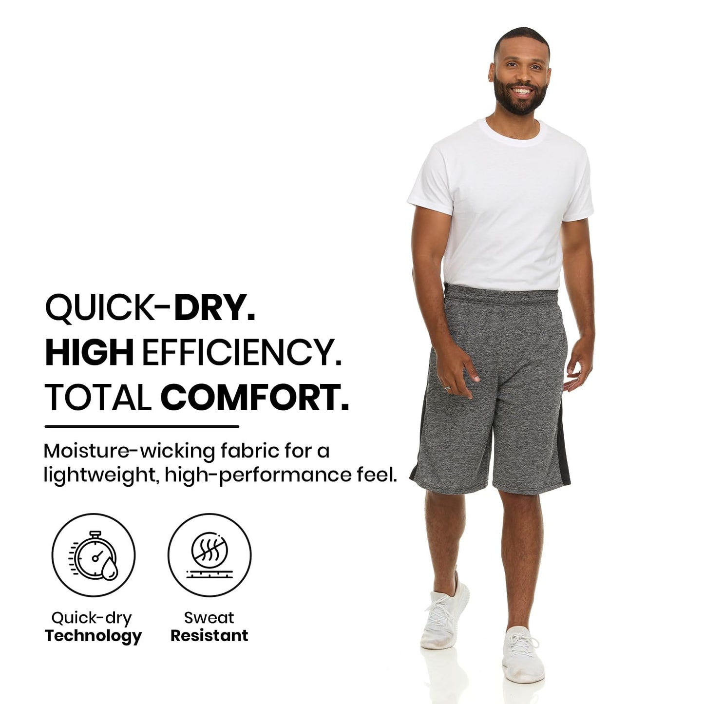 Essential Elements Athletic Shorts for Men - Men's Basketball Shorts - Sports Shorts for Workout, Gym, Running (3 Pack/Set A, Large)