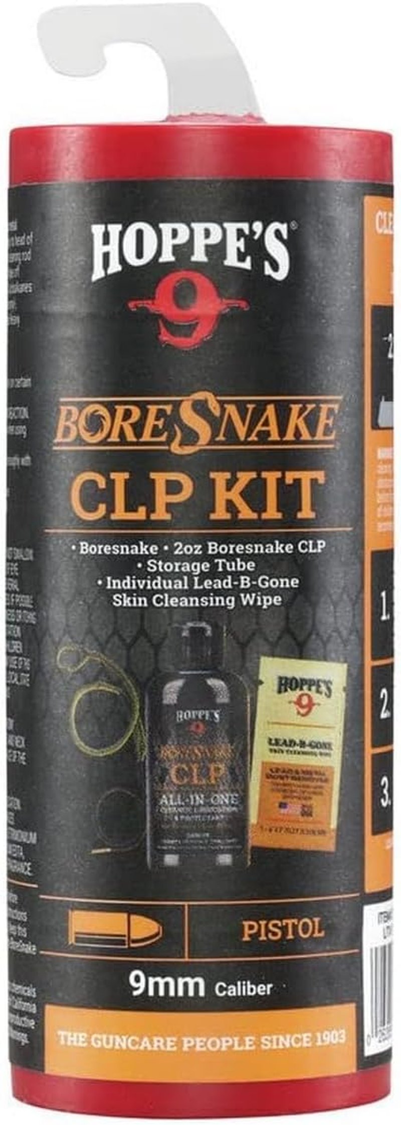 9mm Pistol Boresnake Cleaning Kit - Includes CLP Solution & Easy Storage Clam Case
