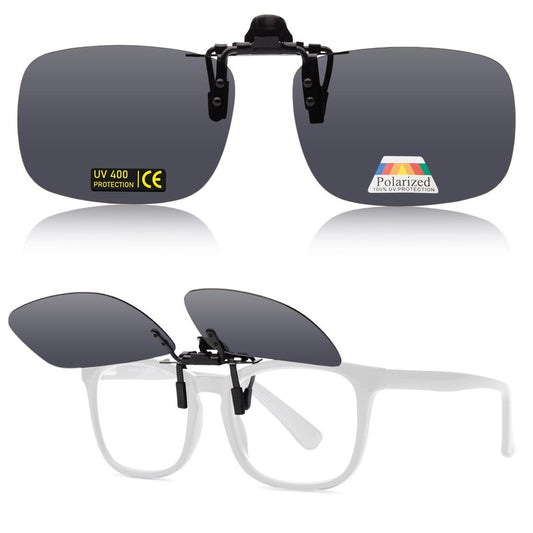 JO Polarized Clip-On Sunglasses UV400 Anti-Glare Lenses Laser Edge Design Unisex (Black 7801, 43mm X 60mm)