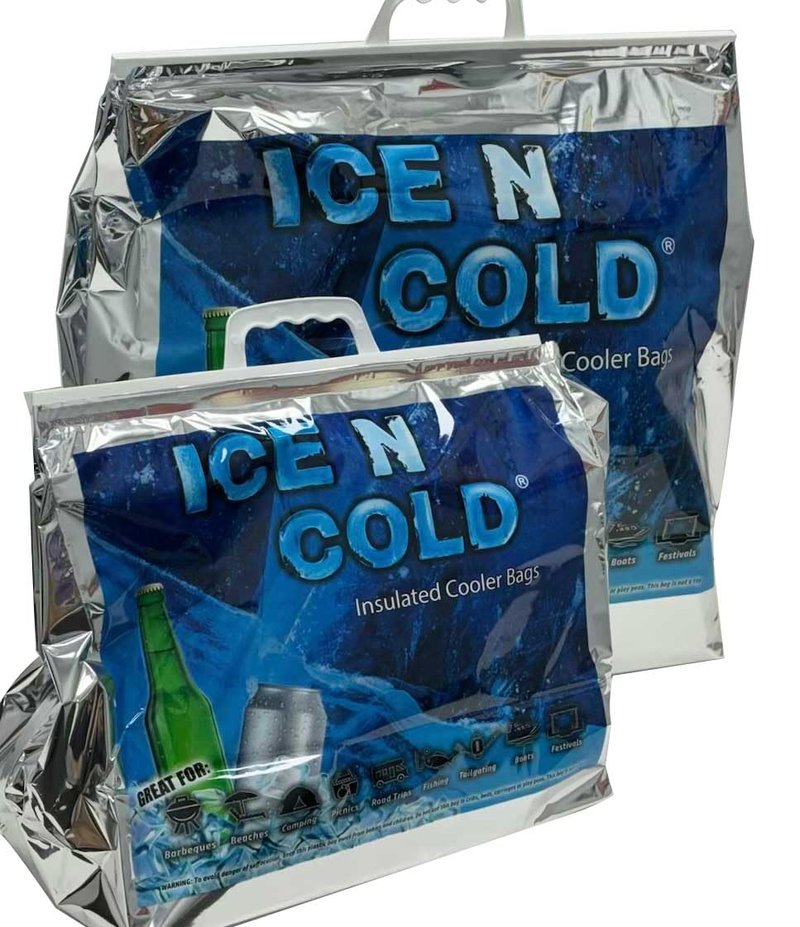 ICE N COLD Insulated Cooler Bag - X-Large 40 lbs Capacity (Pack of 2) | Lightweight, Soft, Collapsible | Ideal for Groceries, Camping, Hiking, Beach, Travel