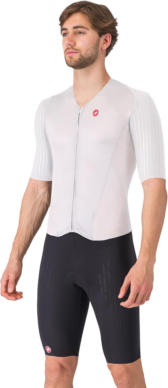 Castelli Men’s Sanremo 3 Short Sleeve Triathlon Suit - Aerodynamic Cycling & Running Gear with Tri Seat Pad