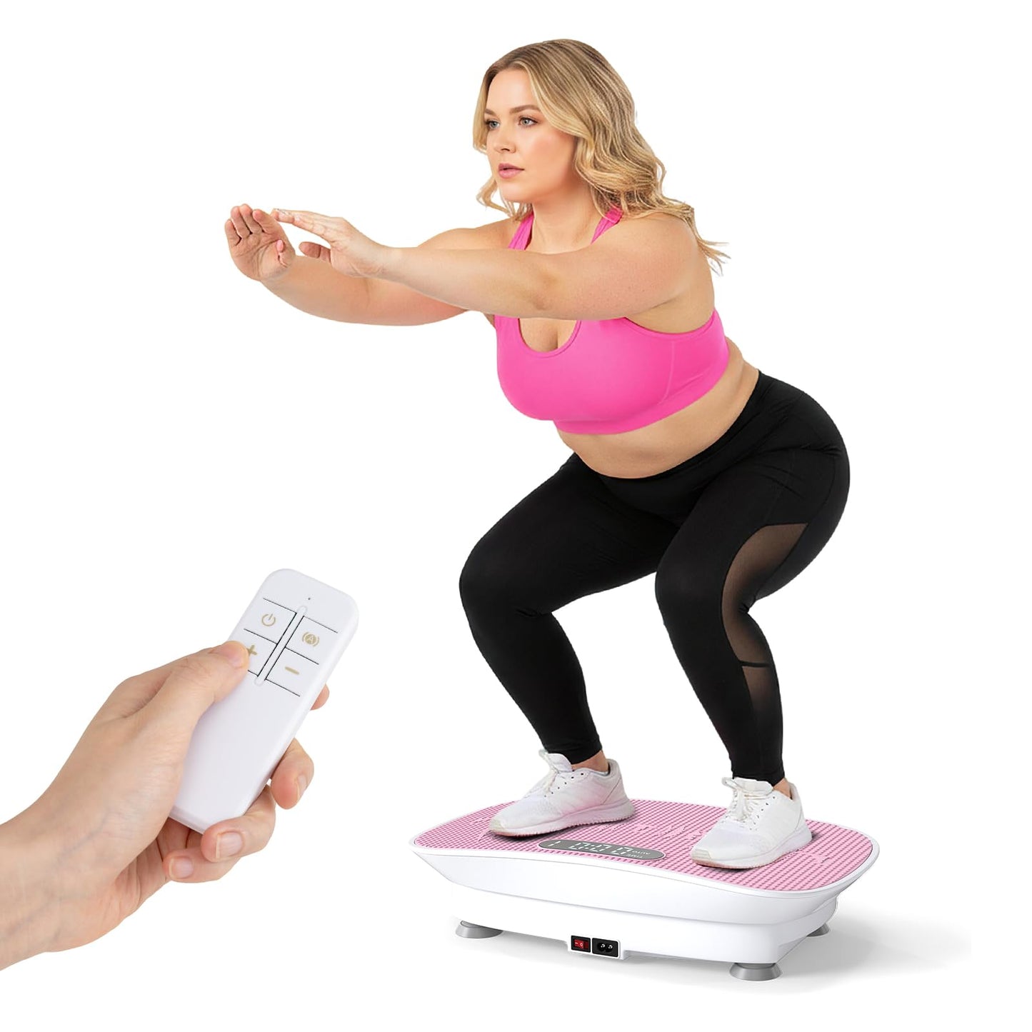 GYMAX Vibration Plate Exercise Machine, Vibration Plate with 10-Level Intensity, LED Display & Remote Control, Body Vibrating Plates Stand Shaking Platform Fat Burning Machine (Pink)