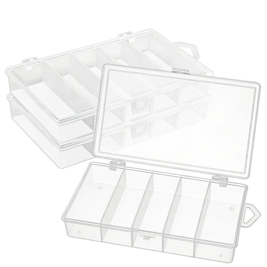 3 Pack 5-Grid Clear Plastic Fishing Tackle Accessory Box Fishing Tackle Storage Fishing Lure Bait Hooks Storage Box, 7x4.3x1.2inch