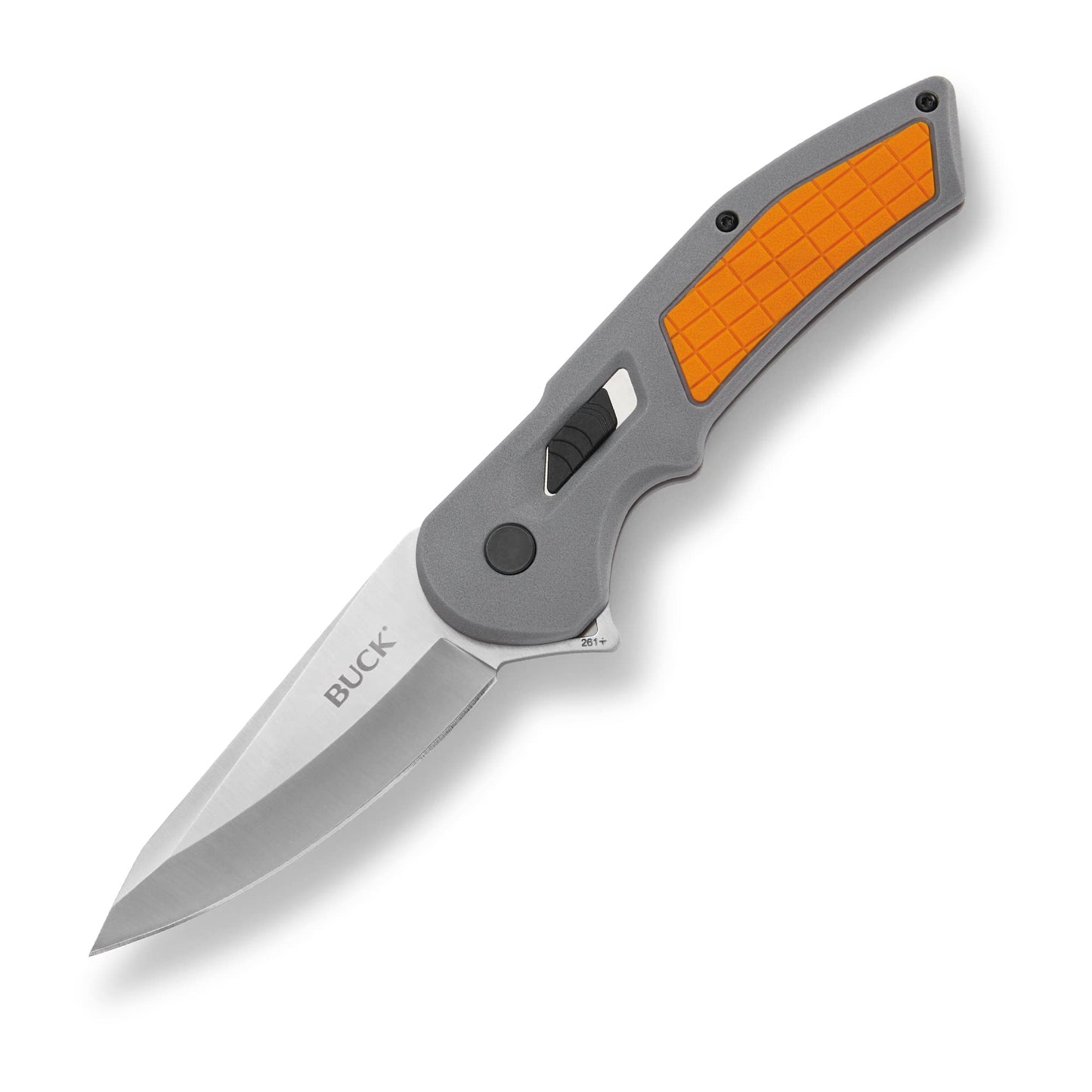 Buck Knives 261 Hexam Folding Pocket Knife, 3.35" Stainless Steel Blade, Pocket Clip (Gray/Orange)