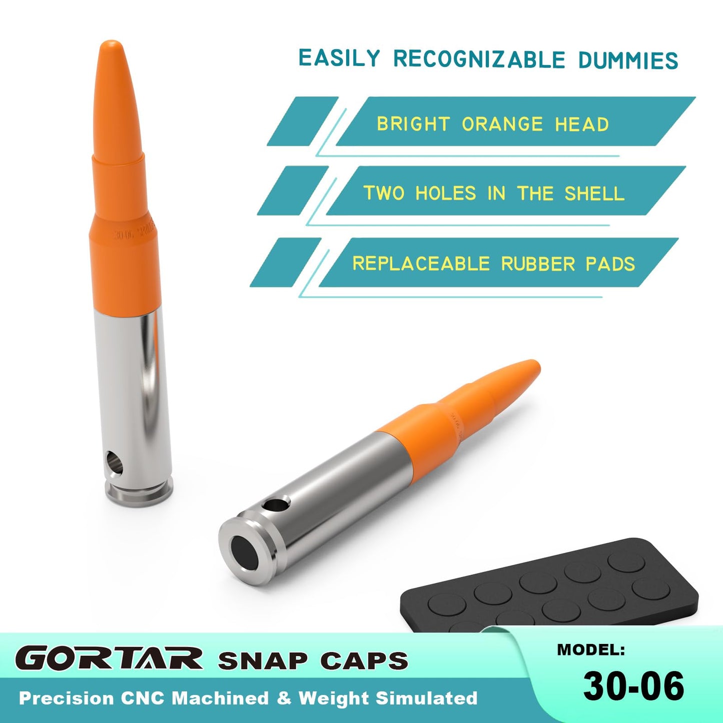 GORTAR 3006 Snap Caps Training Dummy Rounds Practice Safe Loading Firing Close to Real Weight -6 Pcs