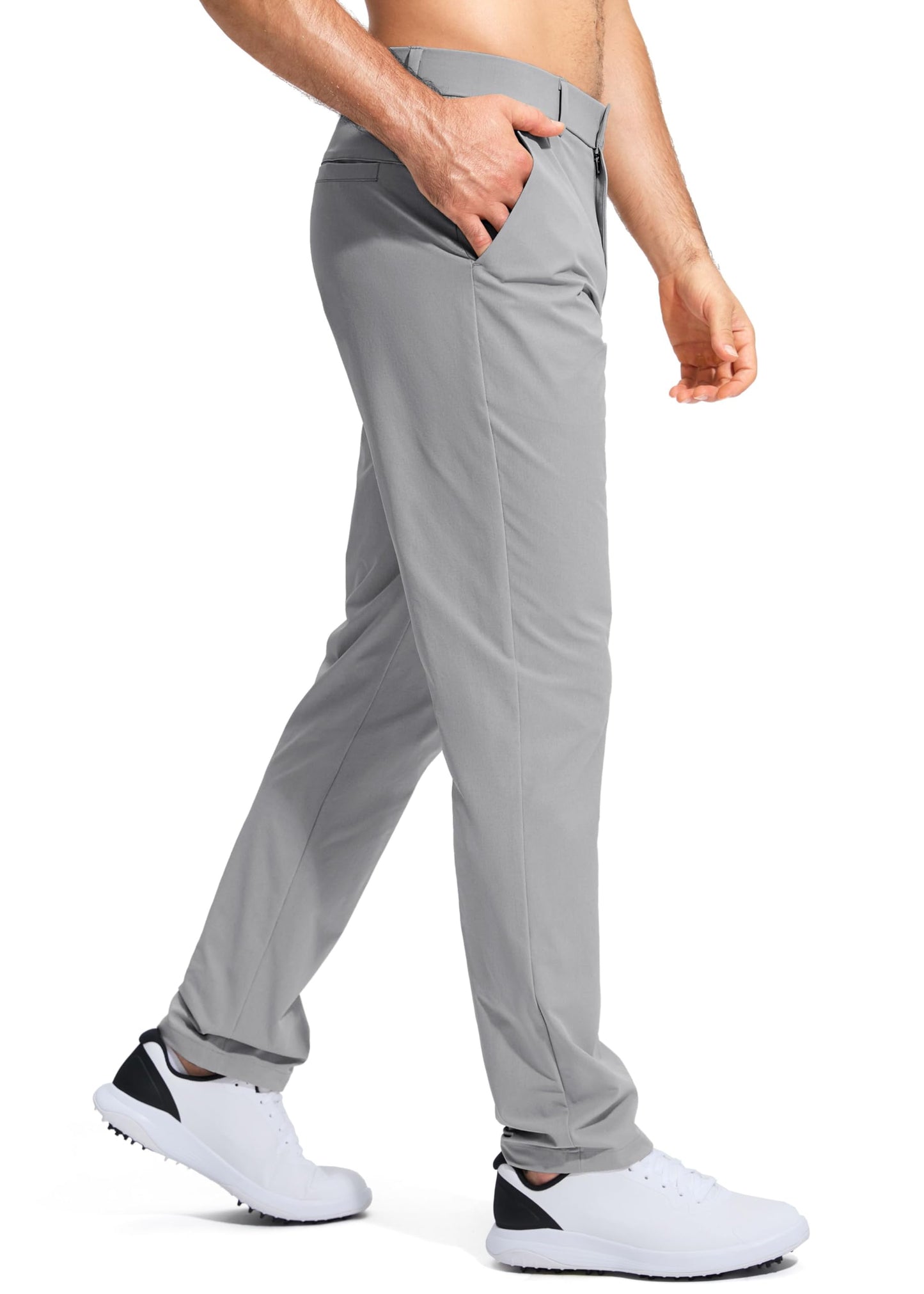 Pudolla Men's Golf Pants Stretch Work Pants for Men Dress Comfy Pants 32 Lightweight Quick Dry Casual Trousers(Light Grey 30Wx32L)