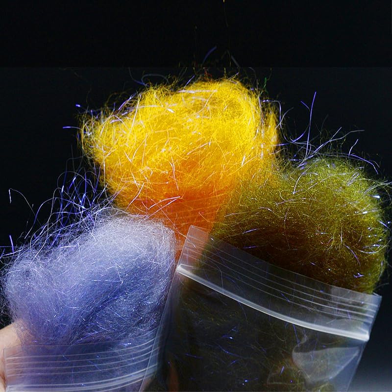 Fly Tying Laser Yarn - 6 Bright & Deep Colors | Long-Lasting Fiber Dubbing Materials