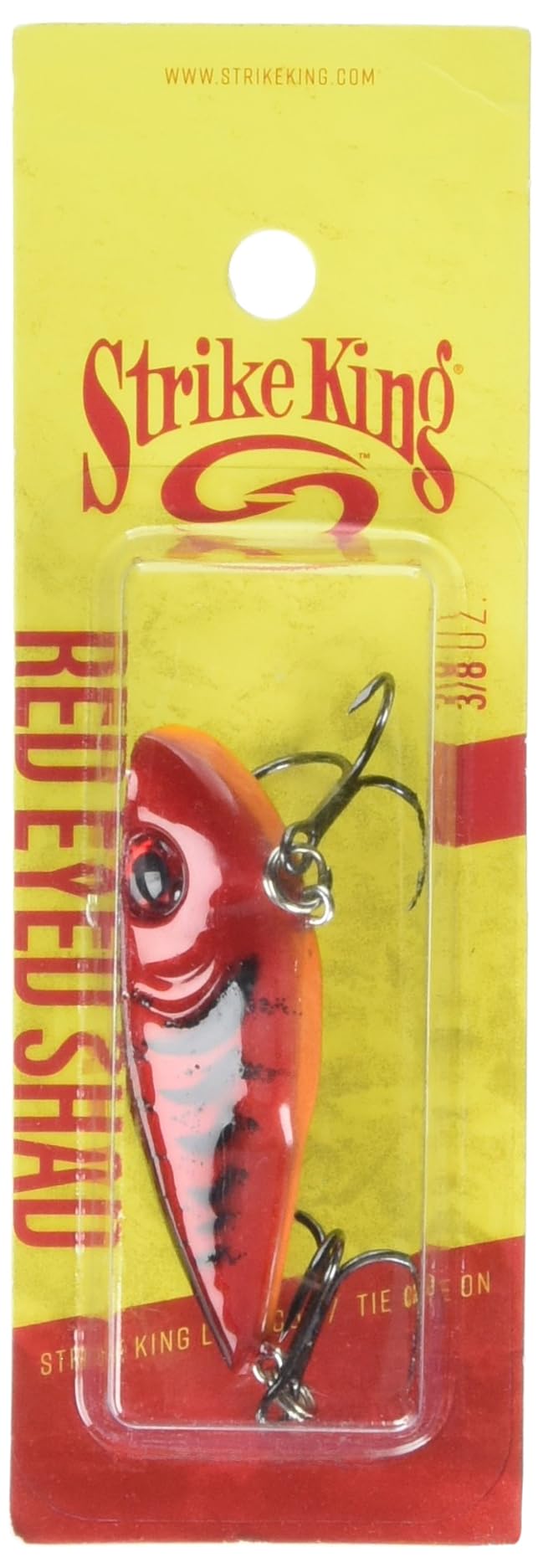 Strike King Red Eye Shad Fishing Lure, Lipless Crankbait, Free-floating Internal Rattles, 3D Eyes, Premium Size 4 Treble Hooks, 3/8-Ounce, Sinking