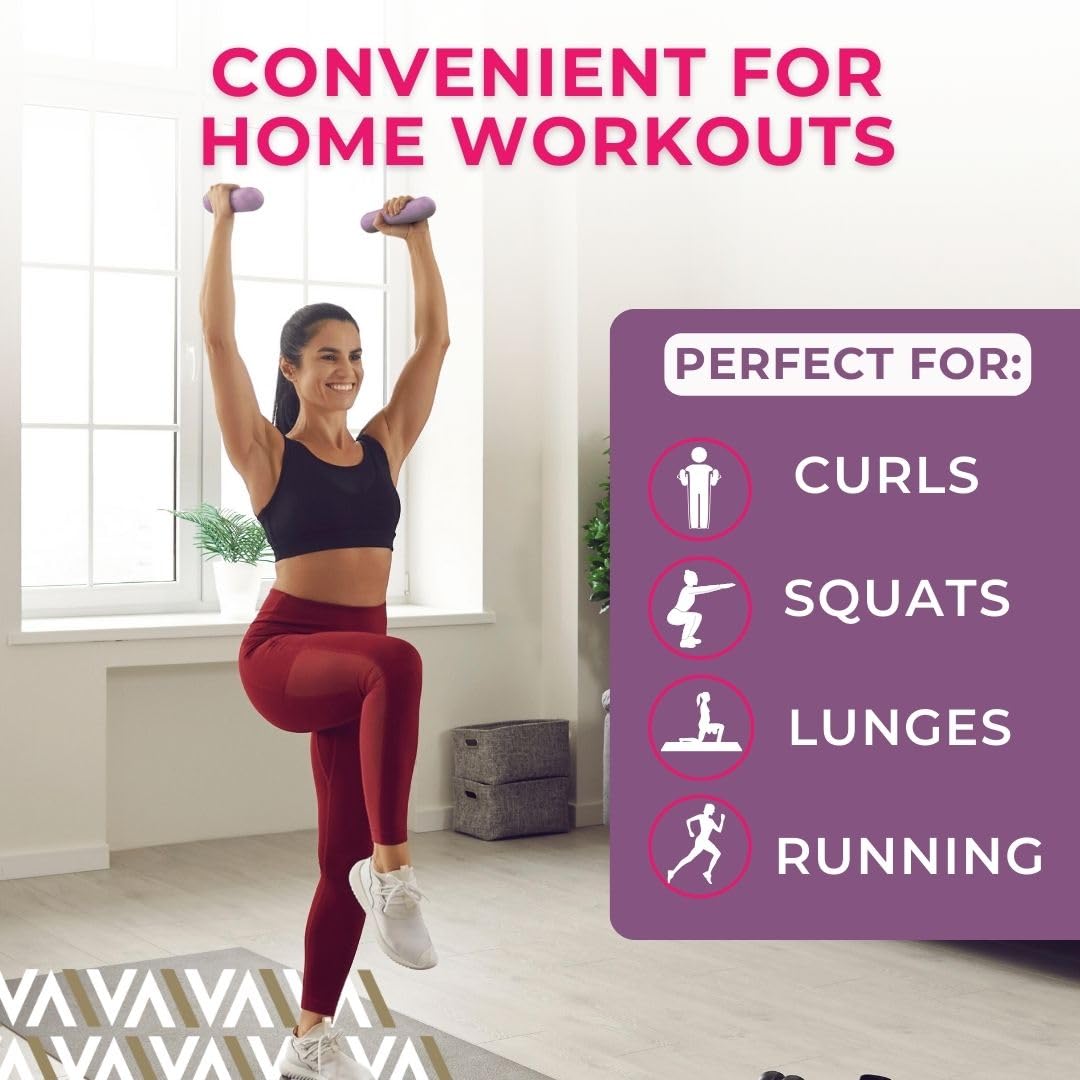 Swiss Activa+ Premium dumbbells - 3 lb Weights for Women Set of 2 - weights for women at home - small weights for yoga - hand weights sets for women - 3 pound bars - dumbbells - pilates womens weights