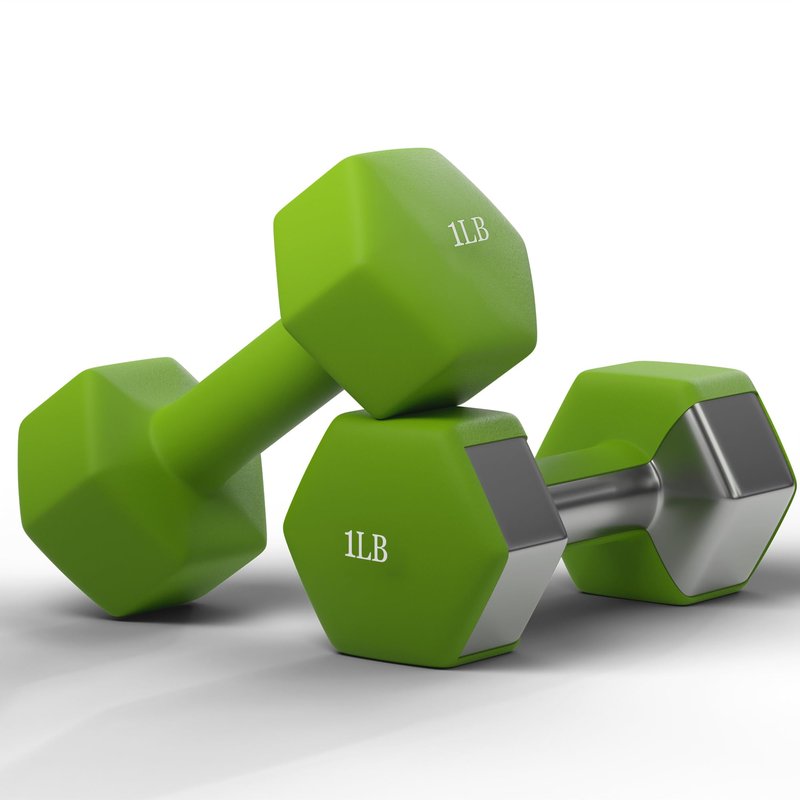 GRETERST Hex Dumbbells Set Rubber Coated Hand Weights Exercise & Fitness for Home Gym Workouts Weight Strength Training, Anti-Slip, Anti-Roll, Set of 2, Green, 1LB