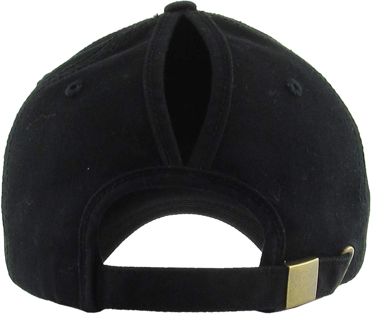 Pony-Classic BLK Classic Plain Ponytail Messy High Bun Headwear Adjustable Cotton Trucker Mesh Glitter Hat Baseball Cap (Adjustable, Black Classic)