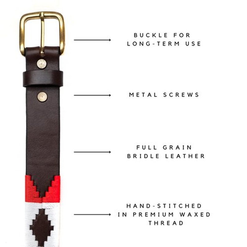GauchoLife Interchangeable Hand-Stitched Polo Belt - Crafted from full-grain bridle leather (Flag, 40)
