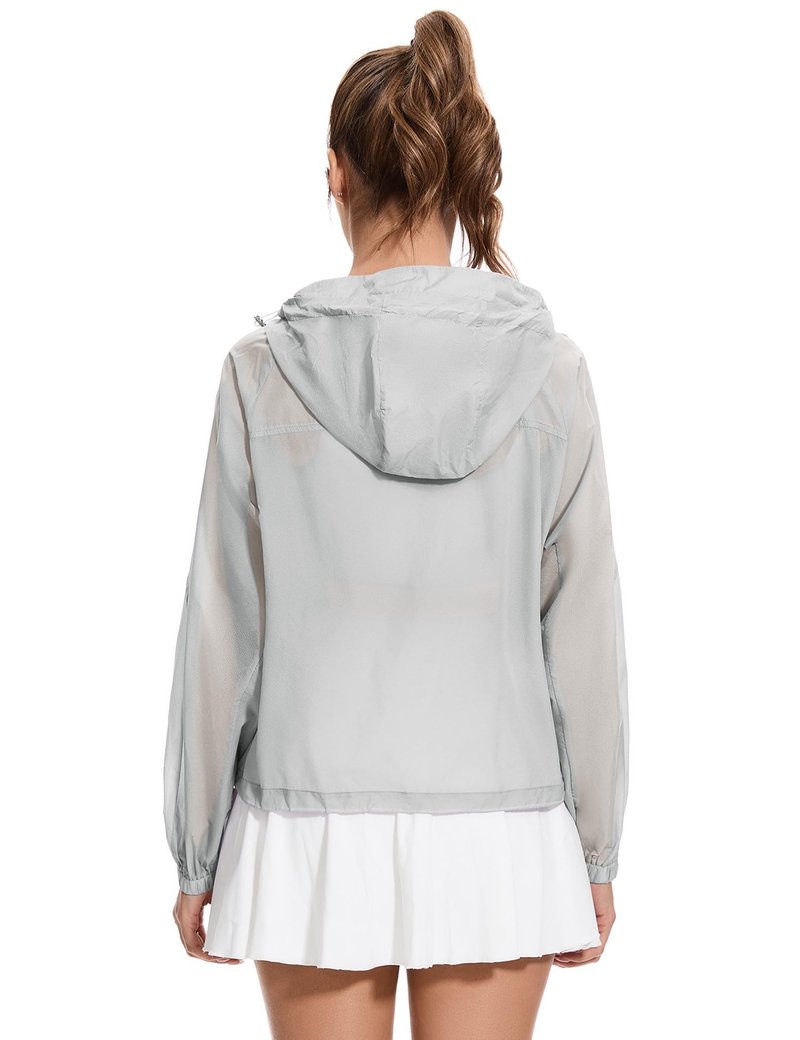 Avoogue Running Jackets for Women Lightweight Full Zip Cropped Workout Jacket Sun Protection Clothing Women Gray M