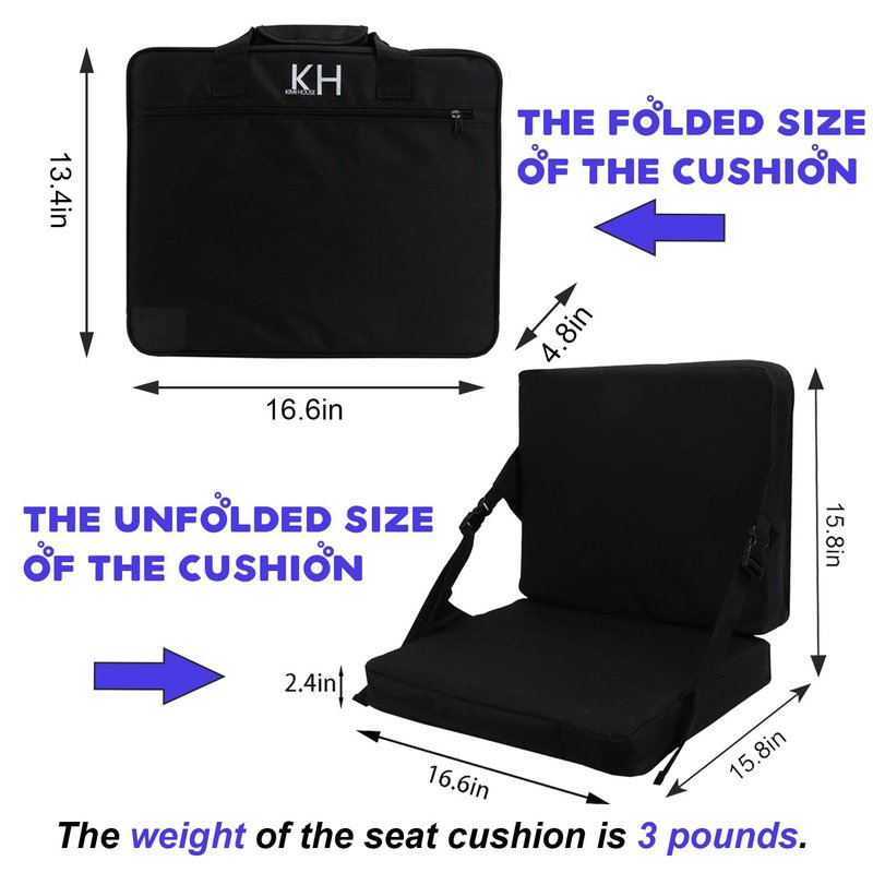 KIMI HOUSE Indoor & Outdoor Folding Chair Cushion Without Back Support, Foldable Portable Stadium Seat,Chair Cushion for Sports Events, Outing, Travelling，Hiking, Fishing