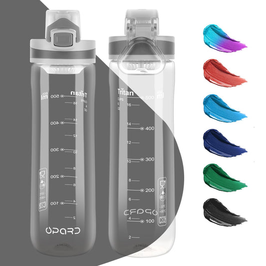 Opard Peak Water Bottle 20 Oz BPA Free Tritan Plastic Leak Proof Flip Top for School Kids Sports Gym Yoga Camping (Crystal Clear)