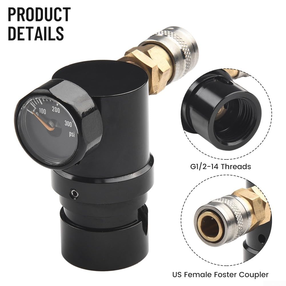 Regulator Pressure Regulator,MR GEN2 Regulator With Foster Coupler & Remote Hose,Output 20psi To 200psi High Pressure(2# Regulator with black hose)