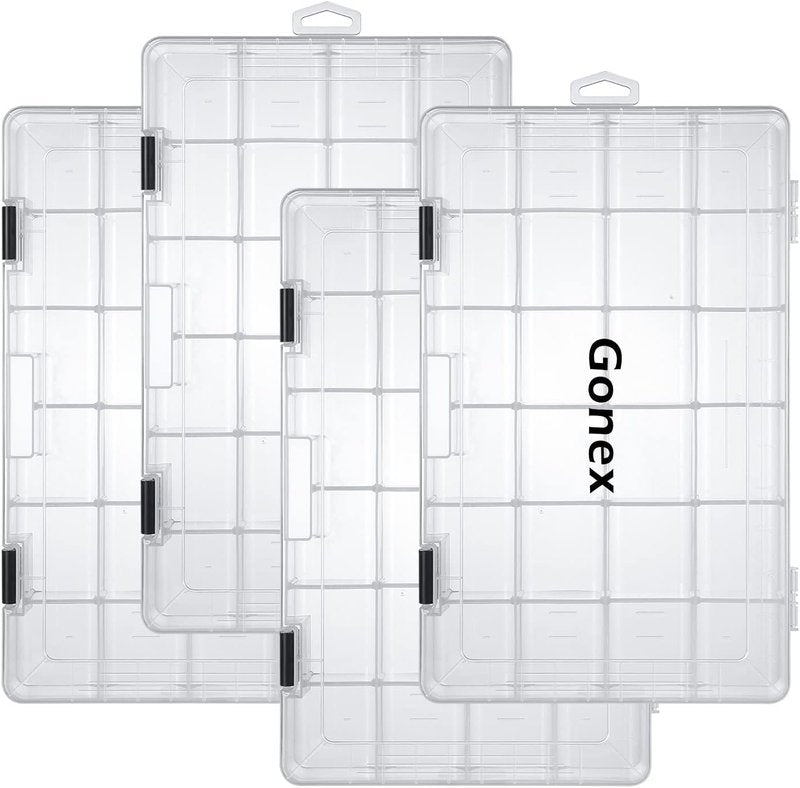 Fishing Tackle Box Organizer - 3600/3700 Adjustable Dividers - Clear Plastic Storage for Lures, Hooks, Jewelry | 3 or 4 Packs