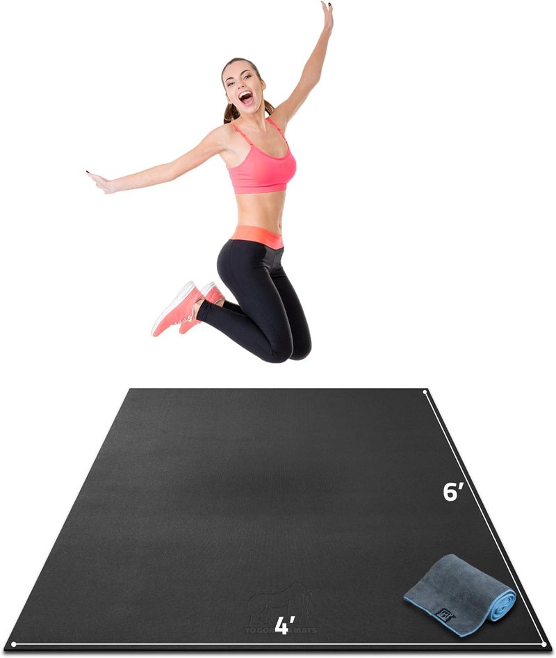 Large Exercise Mat - Ultra Durable Non-Slip Home Gym Flooring | 6'x4', 7'x4', 7'x5', 8'x4', 10'x4' (1/4" Thick)