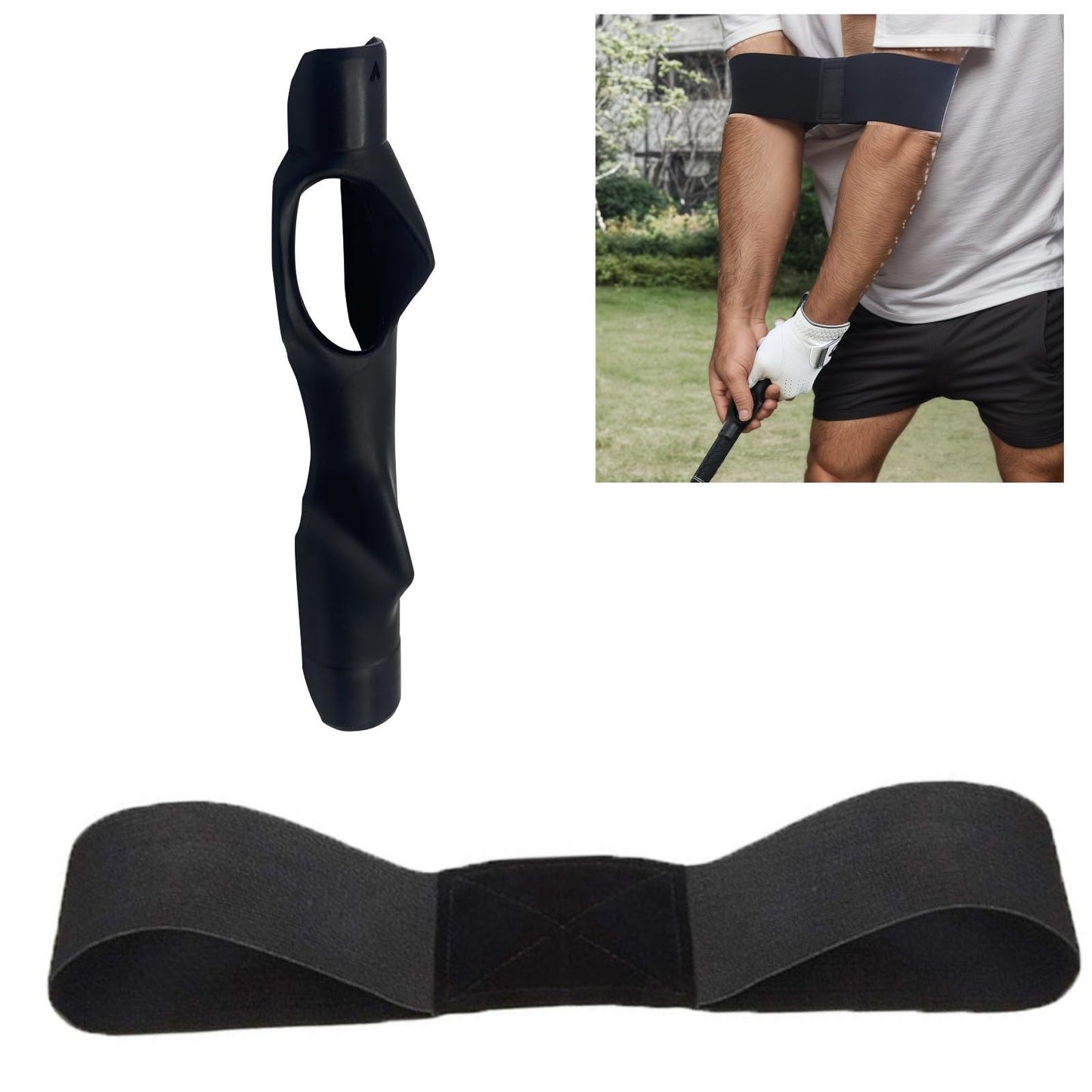 MENGYUEXUAN Golf Grip Trainer with Swing Correction Strap, 2-in-1 Training Aid for Arms Synchronization & Muscle Memory, Golf Practice Tool for Posture and Grip Alignment for Men & Women