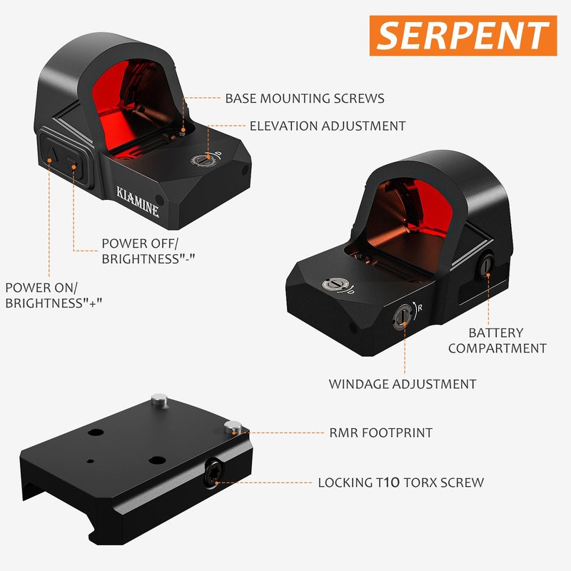 KIAMINE 3 MOA Red Dot Sight, RMR Footprint – Compatible with Holosun 407C / 507C Mounts, Shake Awake, for Glock MOS, Sig Sauer, 1911, and Picatinny Rifles