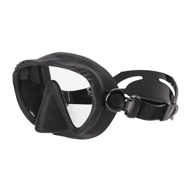 SCUBAPRO Ghost Scuba Dive Mask, Low-Volume Frameless Design w/Ultra Clear Single Lens, Silicone Skirt and Easy-Adjust Strap Buckles, Black
