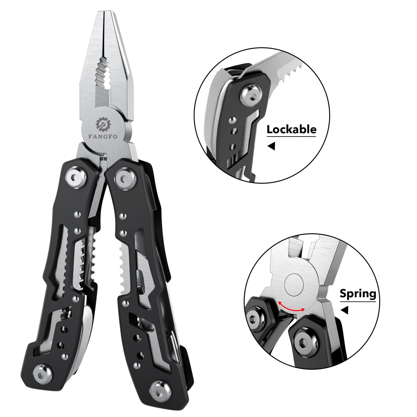 14-In-1 Multitool with Safety Locking, Professional Stainless Steel Multitool Pliers Pocket Knife, Bottle Opener, Screwdriver with Nylon Sheath ，Apply to Survival,Camping, Hunting and Hiking