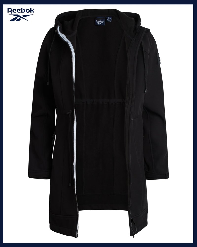 Reebok Womens Soft Shell Jacket - Lightweight Polar Fleece Lined Zip Up Hooded Jackets for Women Perfect for Fall Weather, Size X-Large, Black