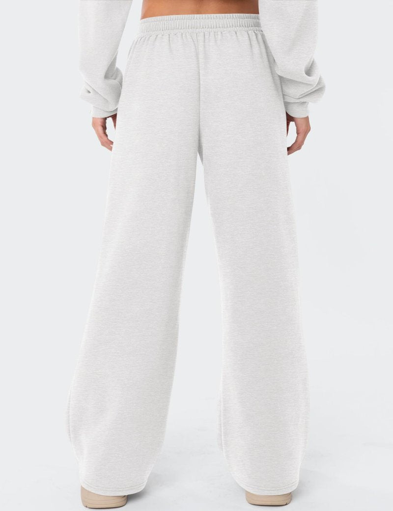 LOMON Women's Sweatpants Wide Leg Fleece Lined Sweat Pants Spring Winter Clothes 2026 Teen Girl Baggy Drawstring Joggers with Pockets (Light Grey, S)