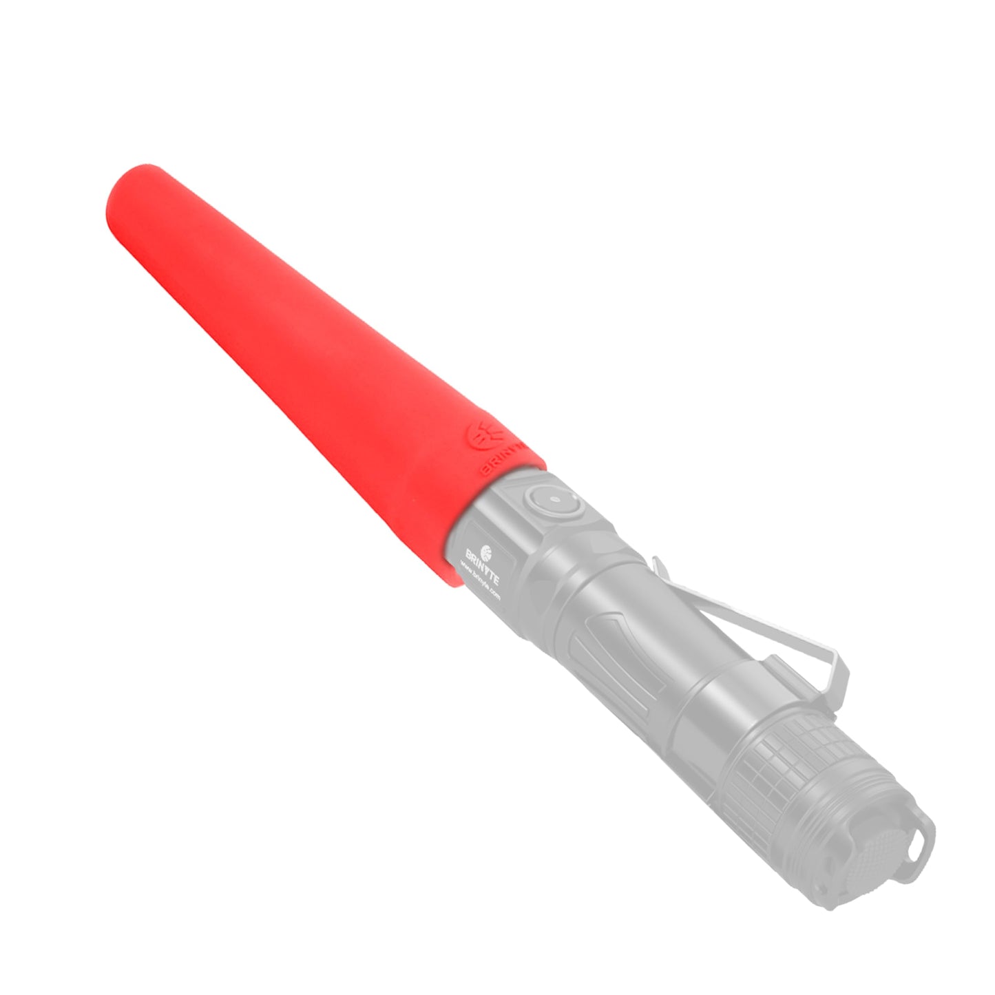 Brinyte BTW28 Red Traffic Wand, 8" Safety Signal Baton Attachment for PT28 Flashlight, High Visibility Light Cone Fits 25-27mm Flashlight Head, for Traffic Control, Parking, Airport & Camping