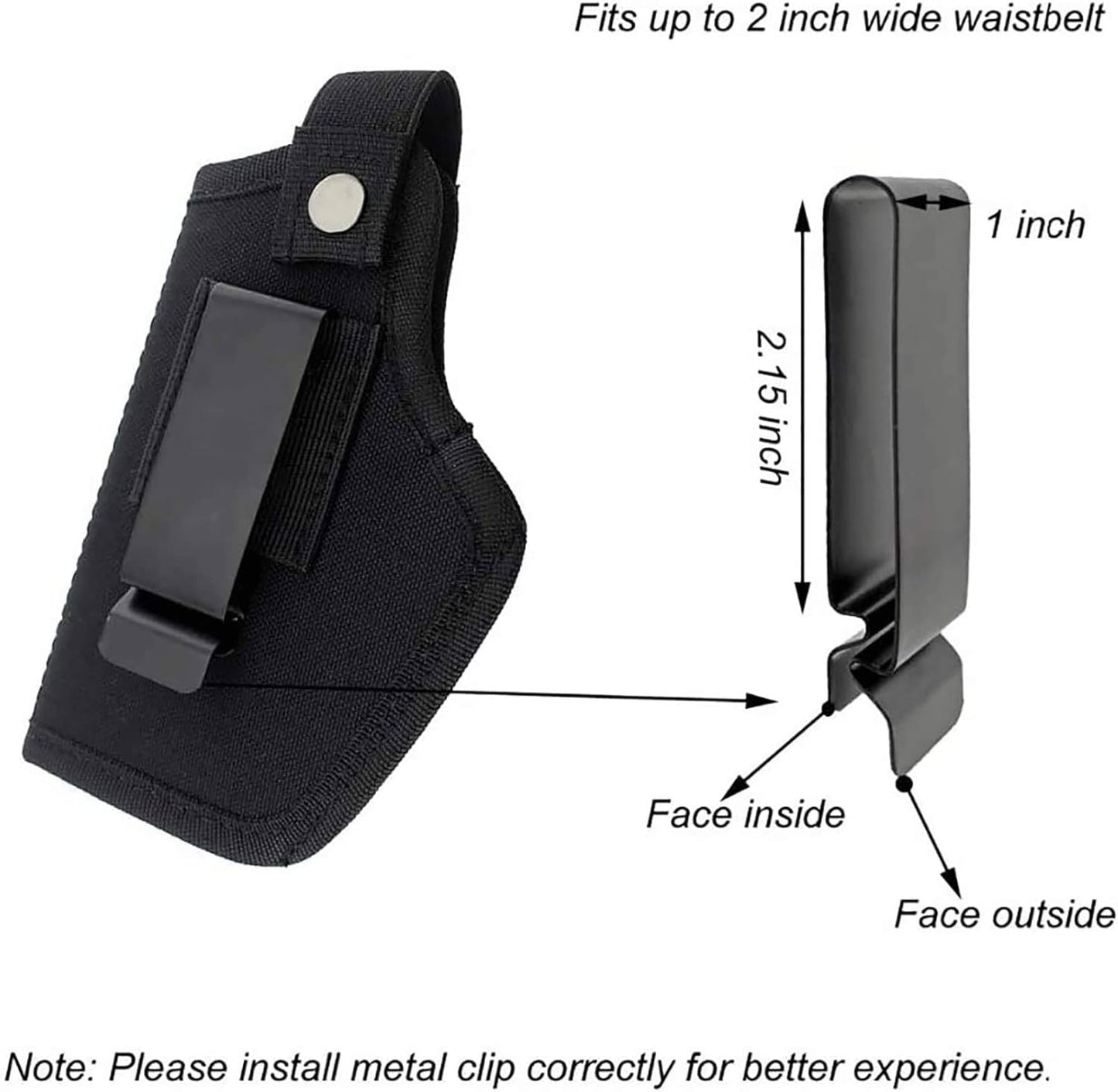Concealed Carry Holster - IWB/OWB Metal Clip for Airsoft Pistols | Right & Left-Hand Draw Options
