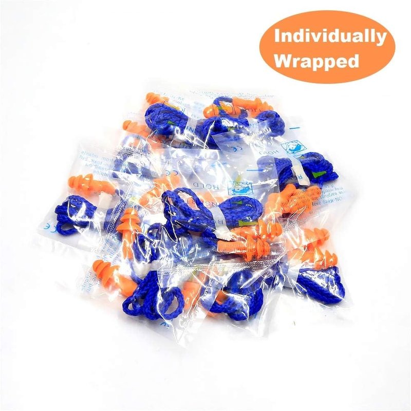 Reusable Ear Plugs for Shooting Range - 10 Pairs of Corded Hearing Protection for Gun & Construction Use | Noise Reduction