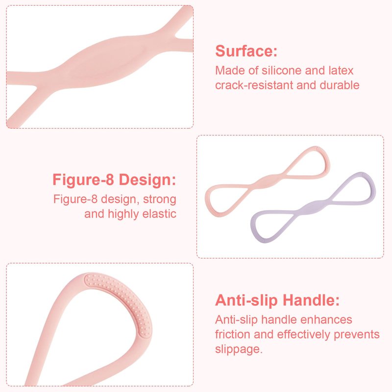 8 Resistance Band for Women, 2 Pcs Exercise Bands Resistance Bands with Handles, Portable 8 Shaped Exercise Band Stretch Bands for Strength Training Yoga Pilates