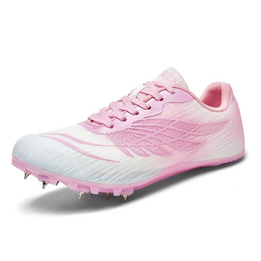 WESHIRUN Track and Field Shoes for Men Women 8 Spikes Boys and Girls Kids Running Racing Shoes Peach Pink