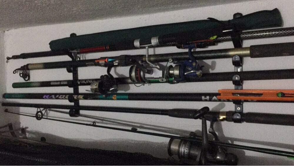 1Pair Fishing Rod Storage Rack, Horizontal Wall Mount Fishing Pole Holder Storage Organizer for Garage & Cabin & Basement - Holds up to 5 Rod - Easy to Install . Hardware included.