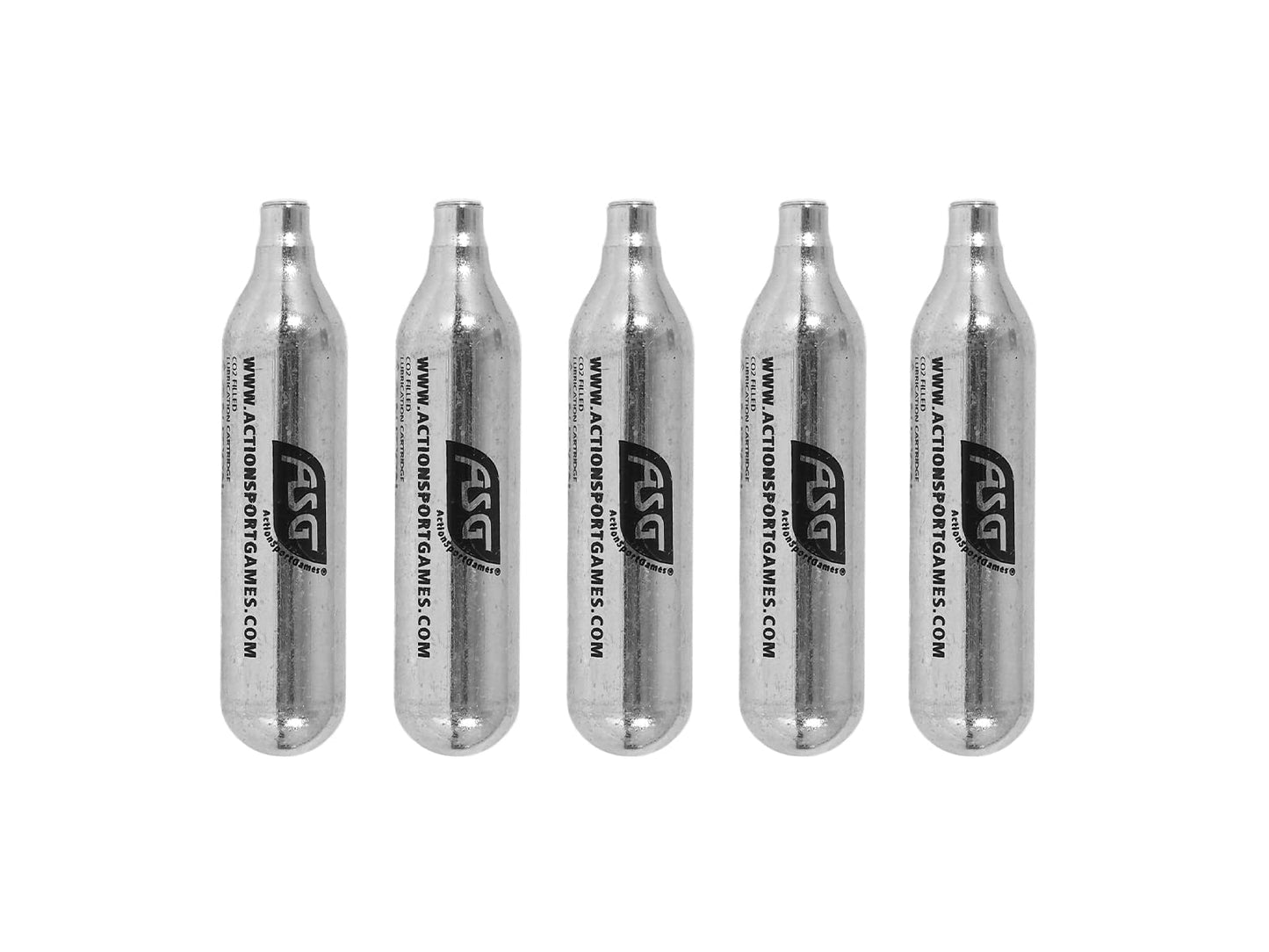 ASG Ultrair 12g CO2 Cartridges | Reliable Power and Precision | CO2 Air Cartridges for BB Pistol, Airsoft Guns, and Airguns, 5 Pack (Lubricated)