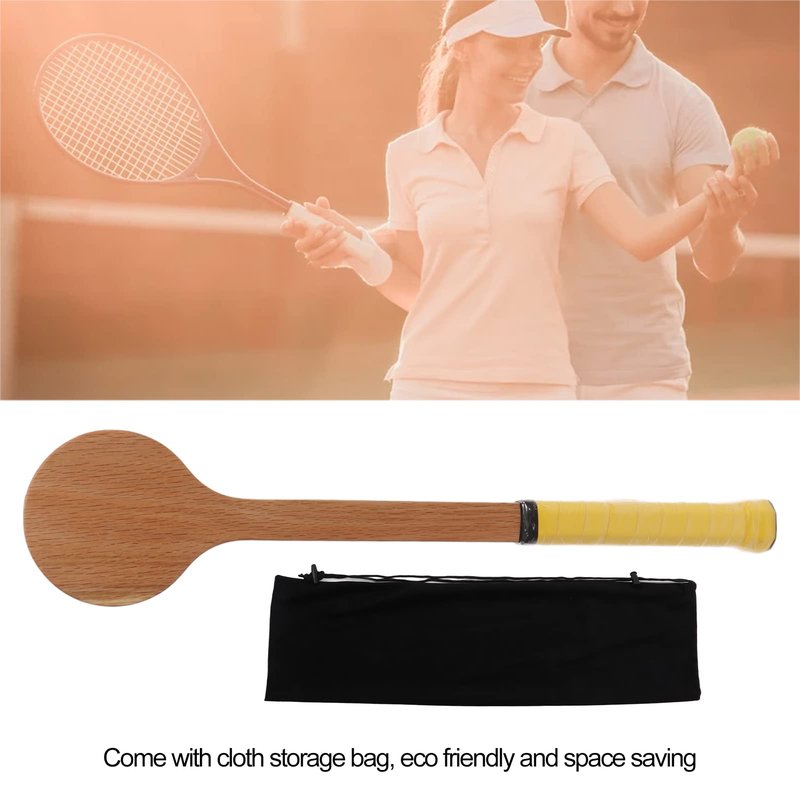 Cryfokt Wooden Tennis Spoon Sticking Practice Tennis Racket Accurately Tennis Pointer Improve with Storage Bag for Sports Swing Practice Training Aid(55cm)