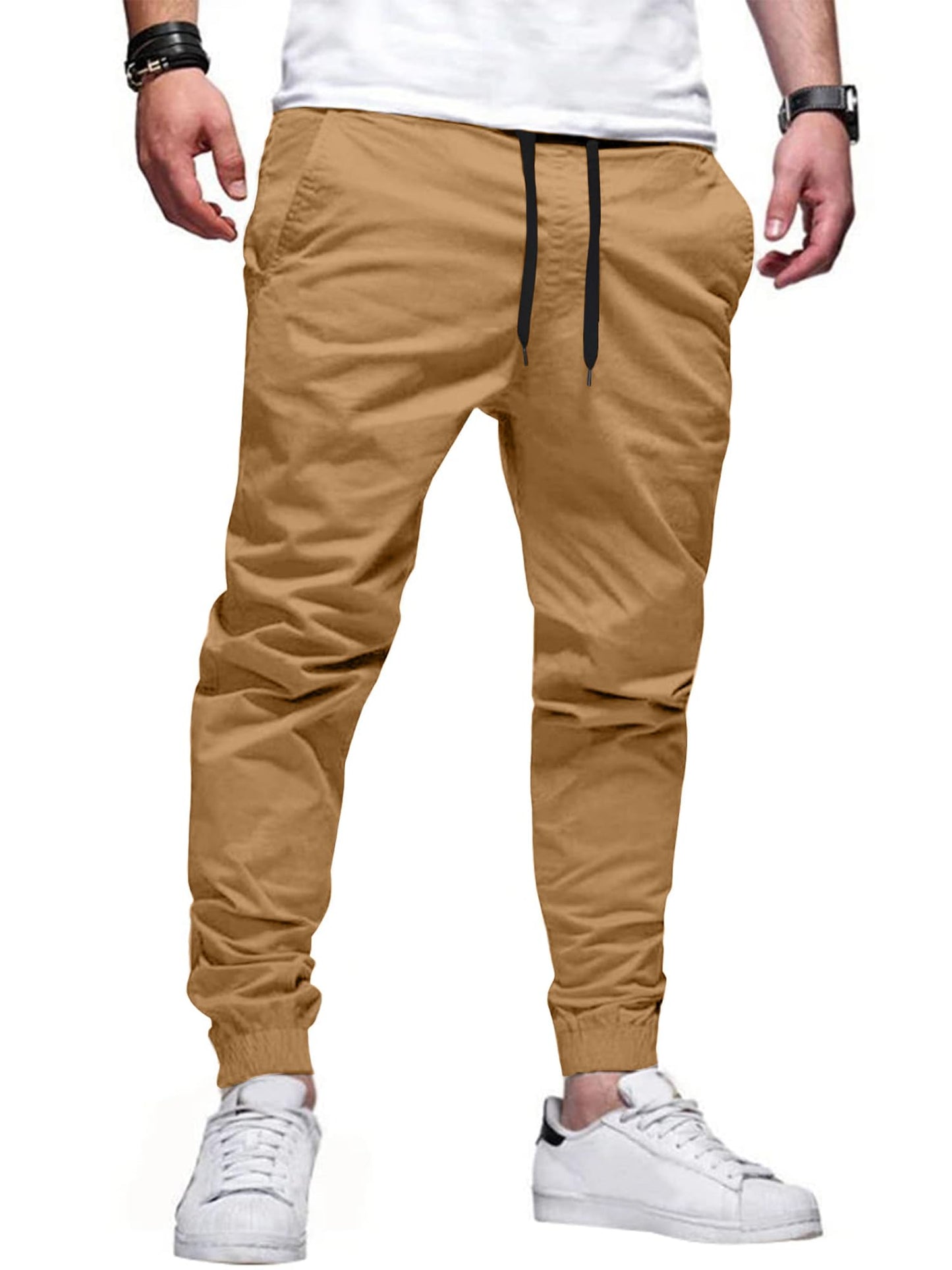 HOTake Men's Khaki XX-Large Joggers Lightweight Sweatpants Tapered Pants Gym Pants