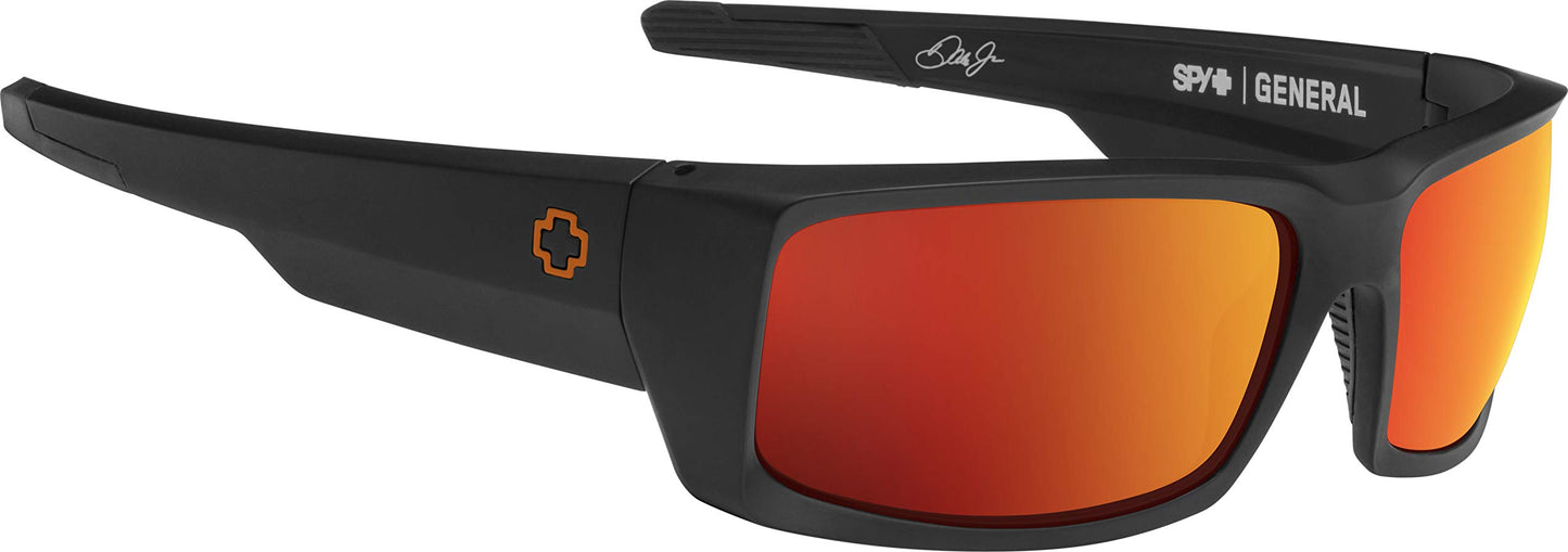 General Dale Jr Matte Black - HD Plus Gray Green with Orange Spectra Mirror
