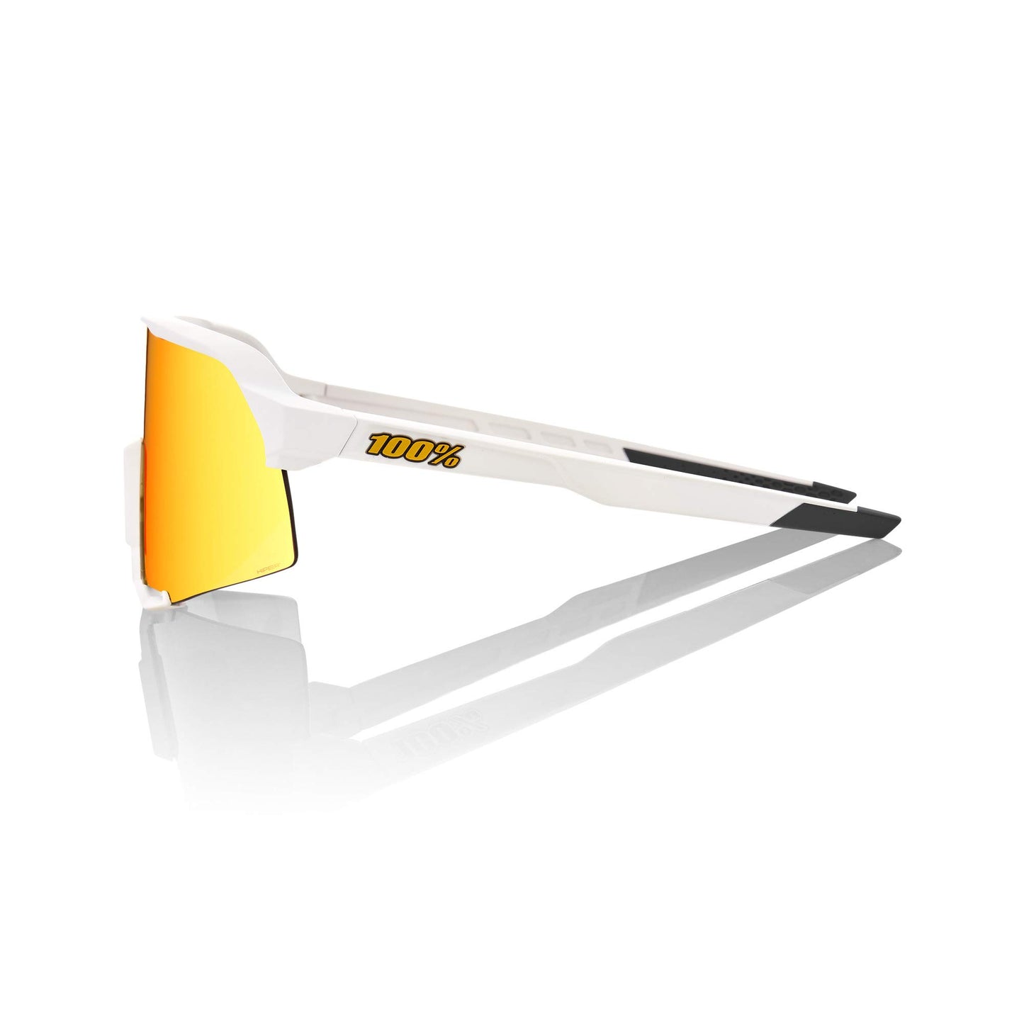 100% S3 Sport Performance Cycling Sunglasses (SOFT TACT WHITE - HiPER Red Multilayer Mirror Lens)