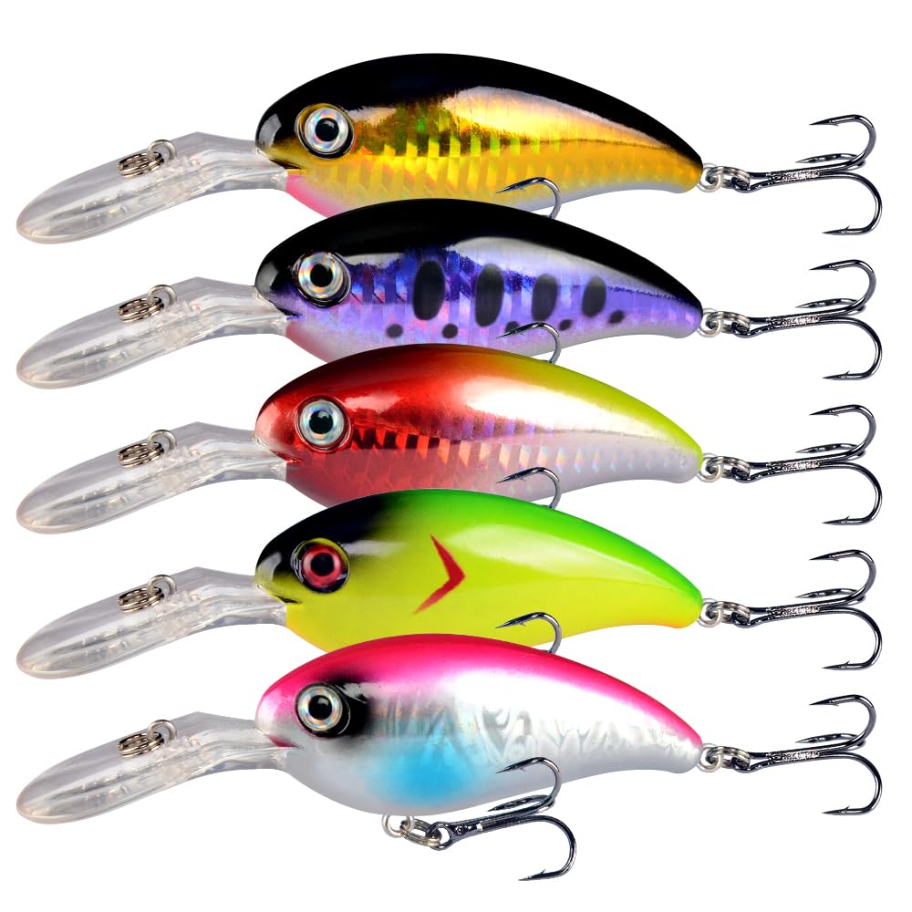 LINGYUE Bass Fishing Lures Kit Set Topwater Hard Baits Minnow Crankbait Pencil VIB Swimbait for Bass Pike Fit Saltwater and Freshwater (50pcs Gary)