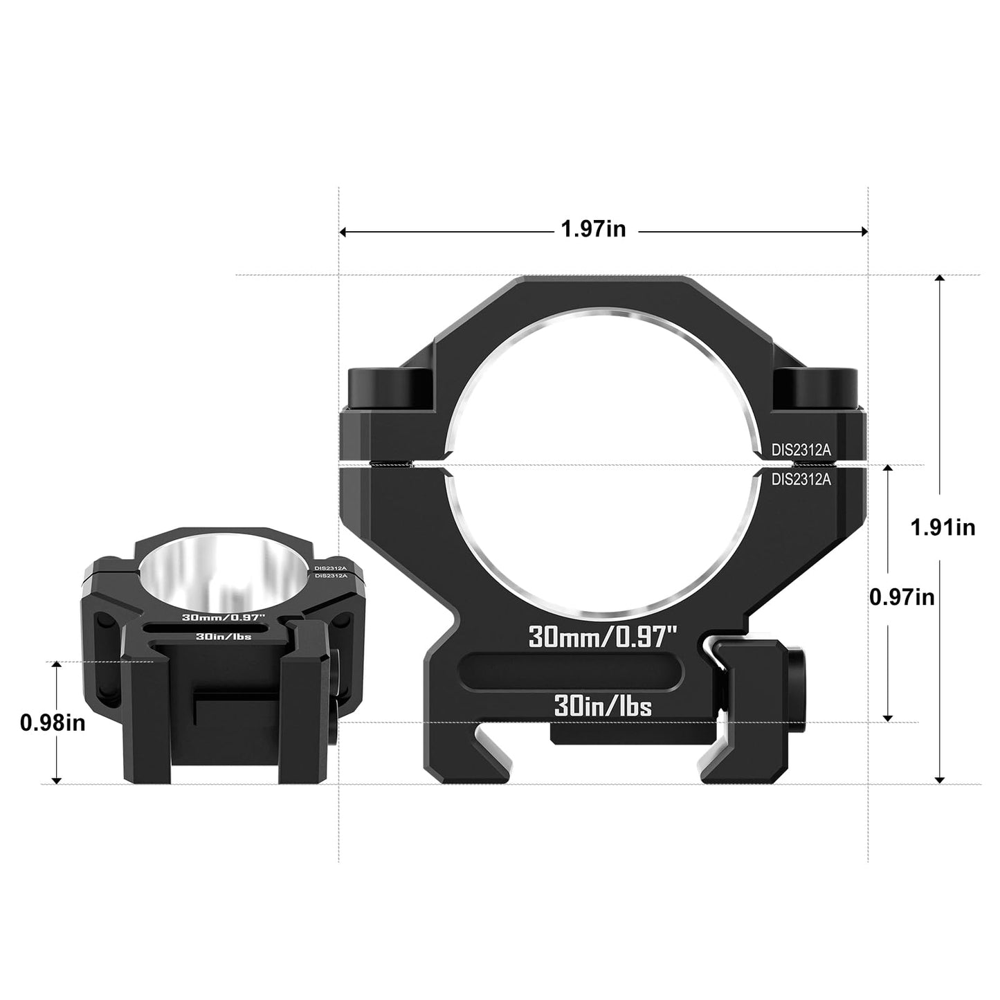 DISCOVERYOPT 7075 Aluminum Scope Rings, 30mm Rifle Scope Mount Rings for Picatinny, Precision Lapped Picatinny Scope Rings, Low Profile 30mm Diameter Scope Mount for Picatinny Rail…