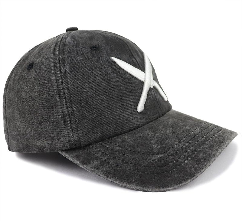 Funny Chef Hats, Cross Knives Kitchen Hat for Men Women, Adjustable Cotton Embroidered Dad Baseball Caps Black