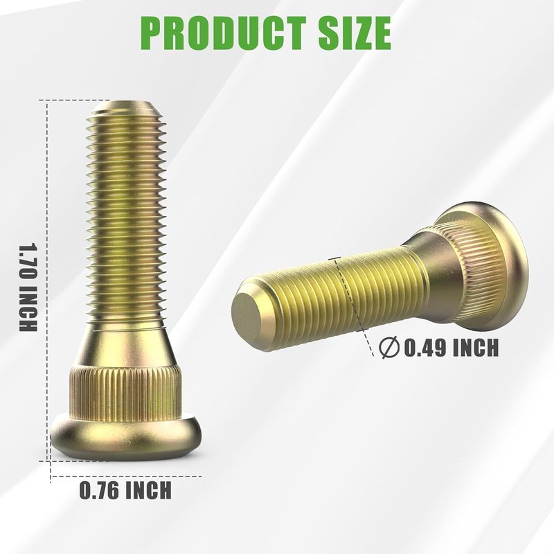 10L0L Golf Cart Lug Nuts & Serrated Shoulder Lug Stud Bolts for Club Car 1010984 416-1201011390, Cushman 800573, EZGO 14723-G1, 1701160, 350 Jacobsen 14723-G1, 1701160, 6350 (8 PCS/Pack)
